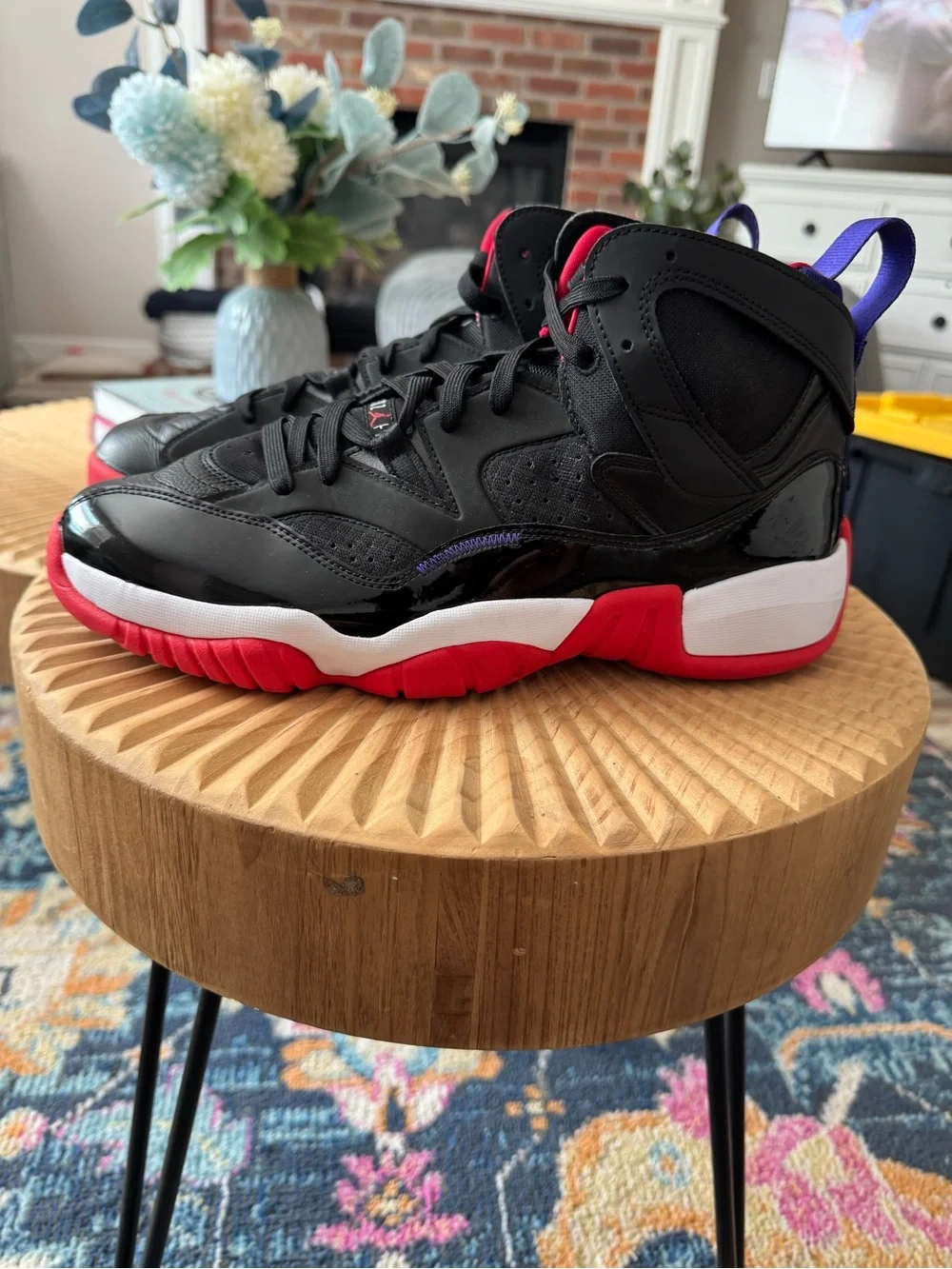 Jordan Bred Black/Red/Purple Retro Basketball Sneakers